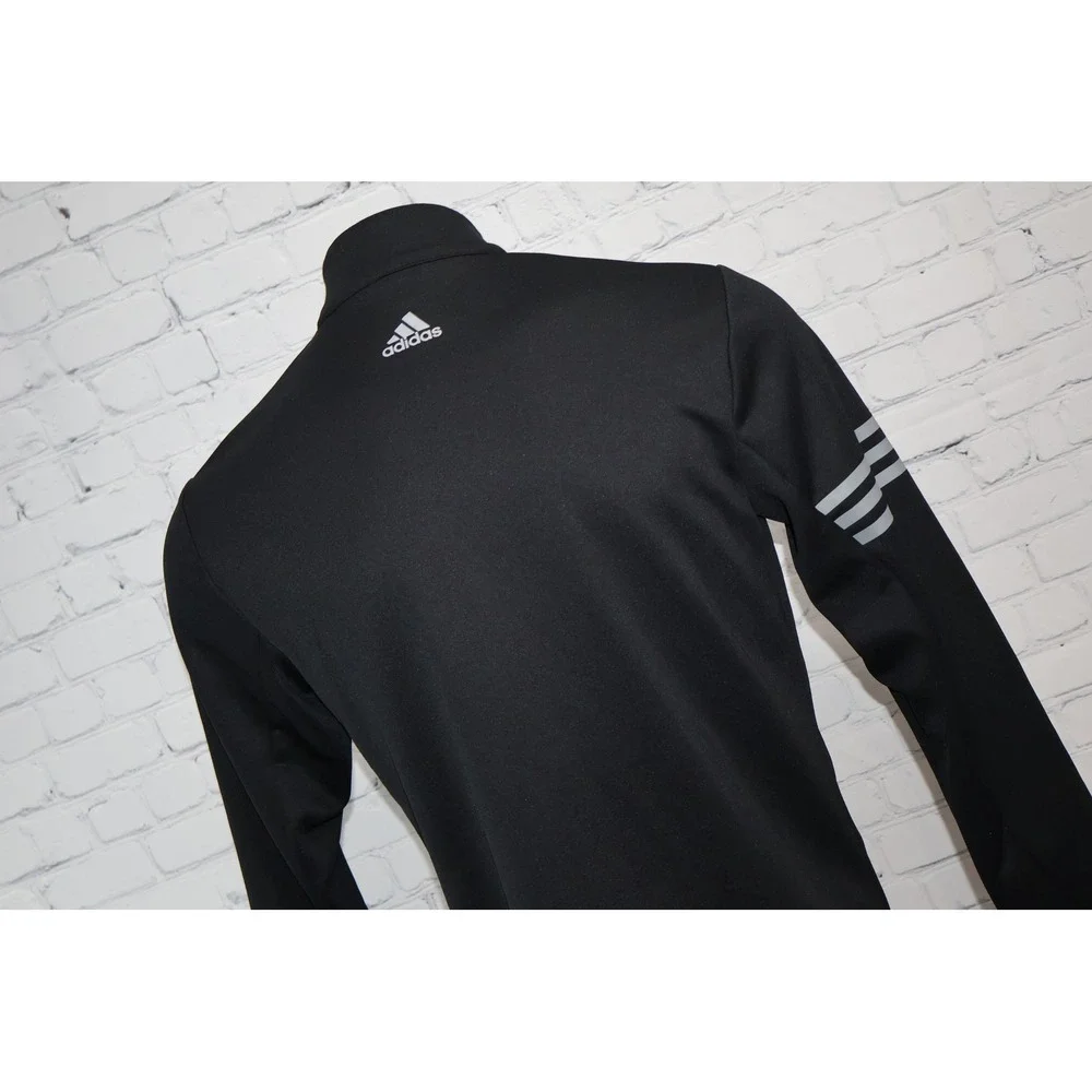 Adidas Golf 1/4Zip Pullover Shirt Mens Small Black Reflective Stripes Mock Neck